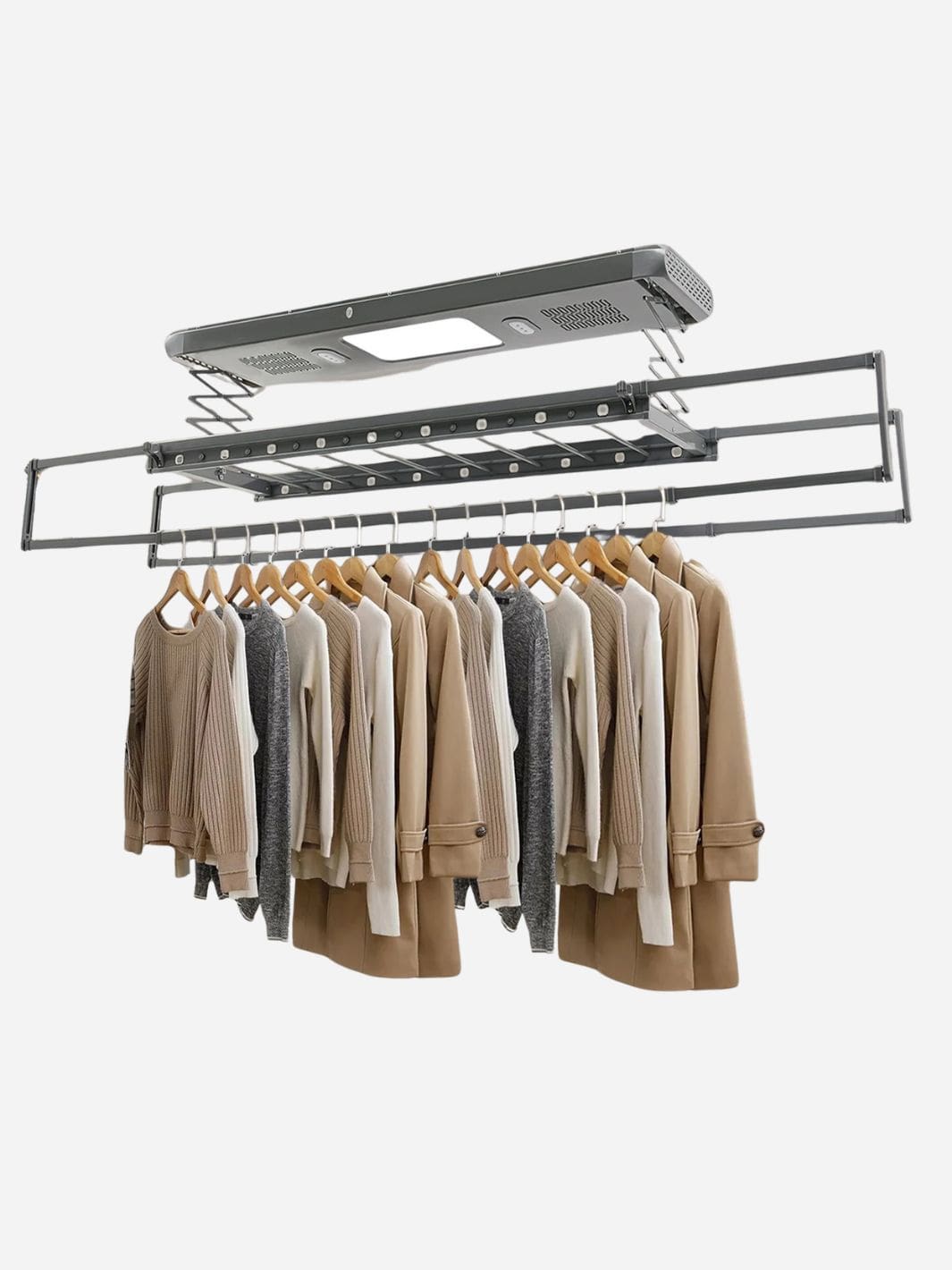 Séchoir plafond électrique avec télécommande, LED et ventilation