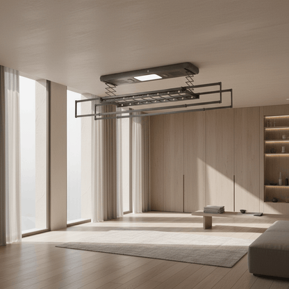 Séchoir plafond électrique avec télécommande, LED et ventilation - Aeraly