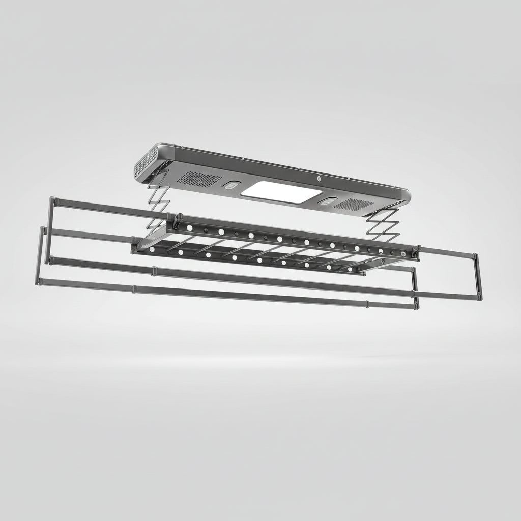 Séchoir plafond électrique avec télécommande, LED et ventilation - Aéraly