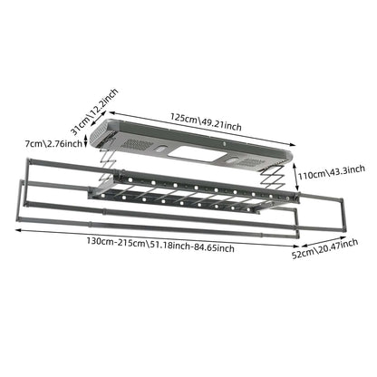 Séchoir plafond électrique avec télécommande, LED et ventilation Gris