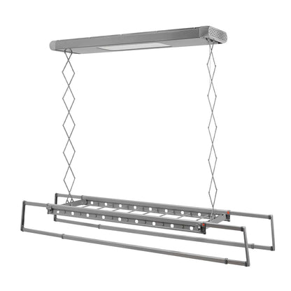 Étendoir à linge plafond électrique télescopique avec télécommande Gris