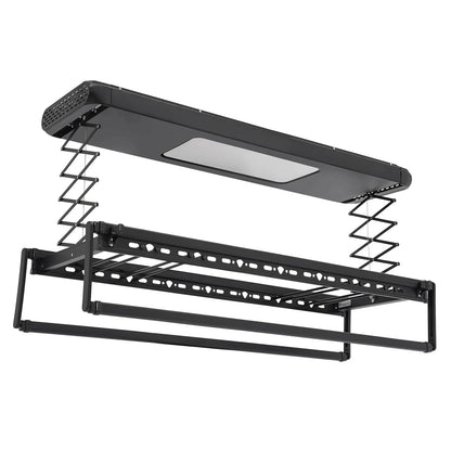 Étendoir à linge plafond électrique télescopique avec télécommande Noir