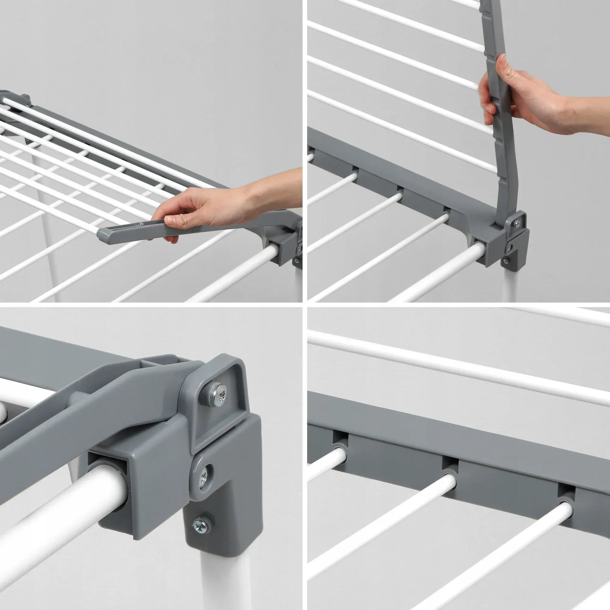 Séchoir balcon avec pied pour vêtements pliants - Séchoir pratique Blanc