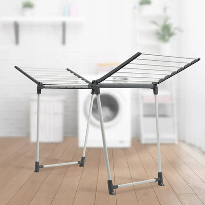 Séchoir balcon avec pied pour vêtements pliants - Séchoir pratique Blanc