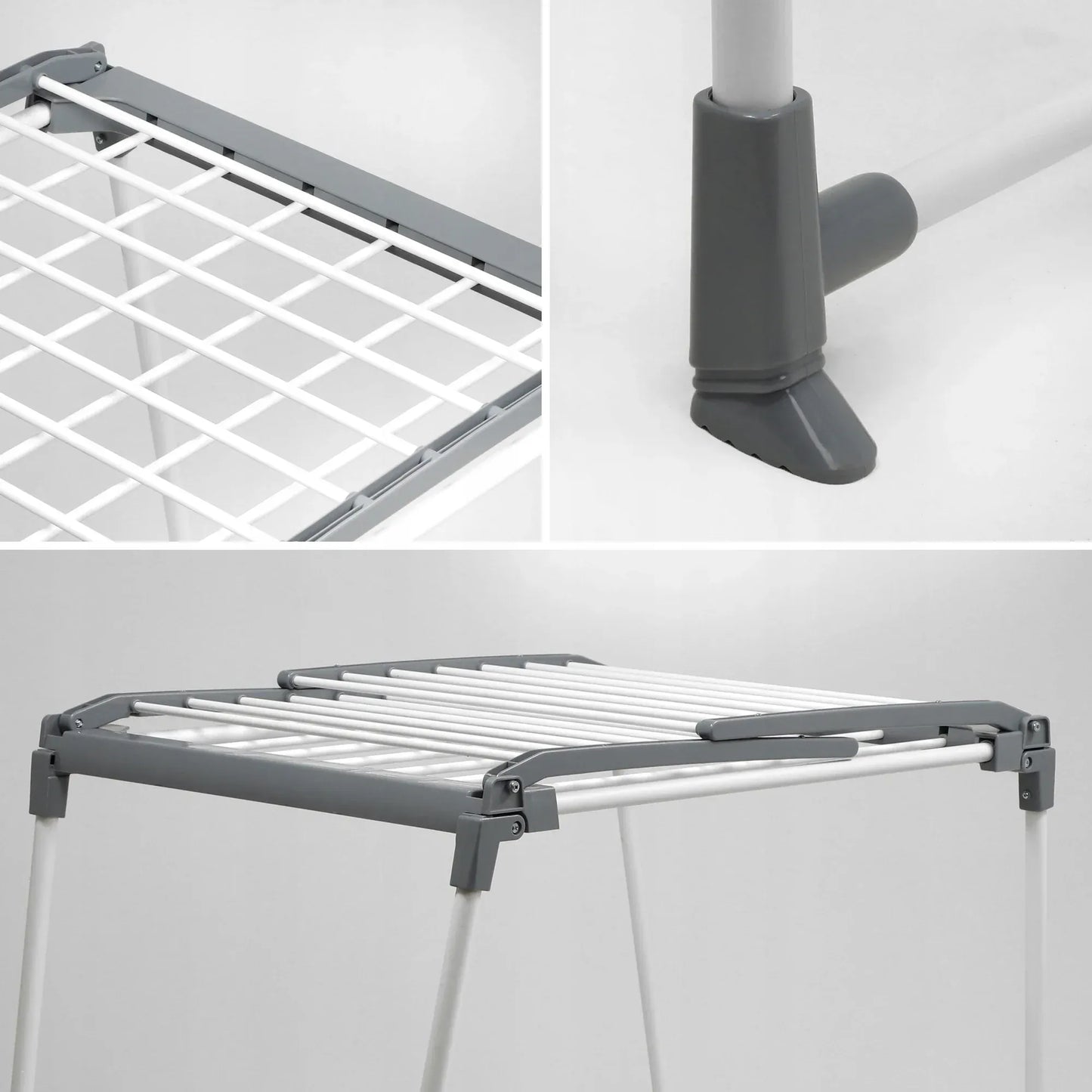 Séchoir balcon avec pied pour vêtements pliants - Séchoir pratique Blanc