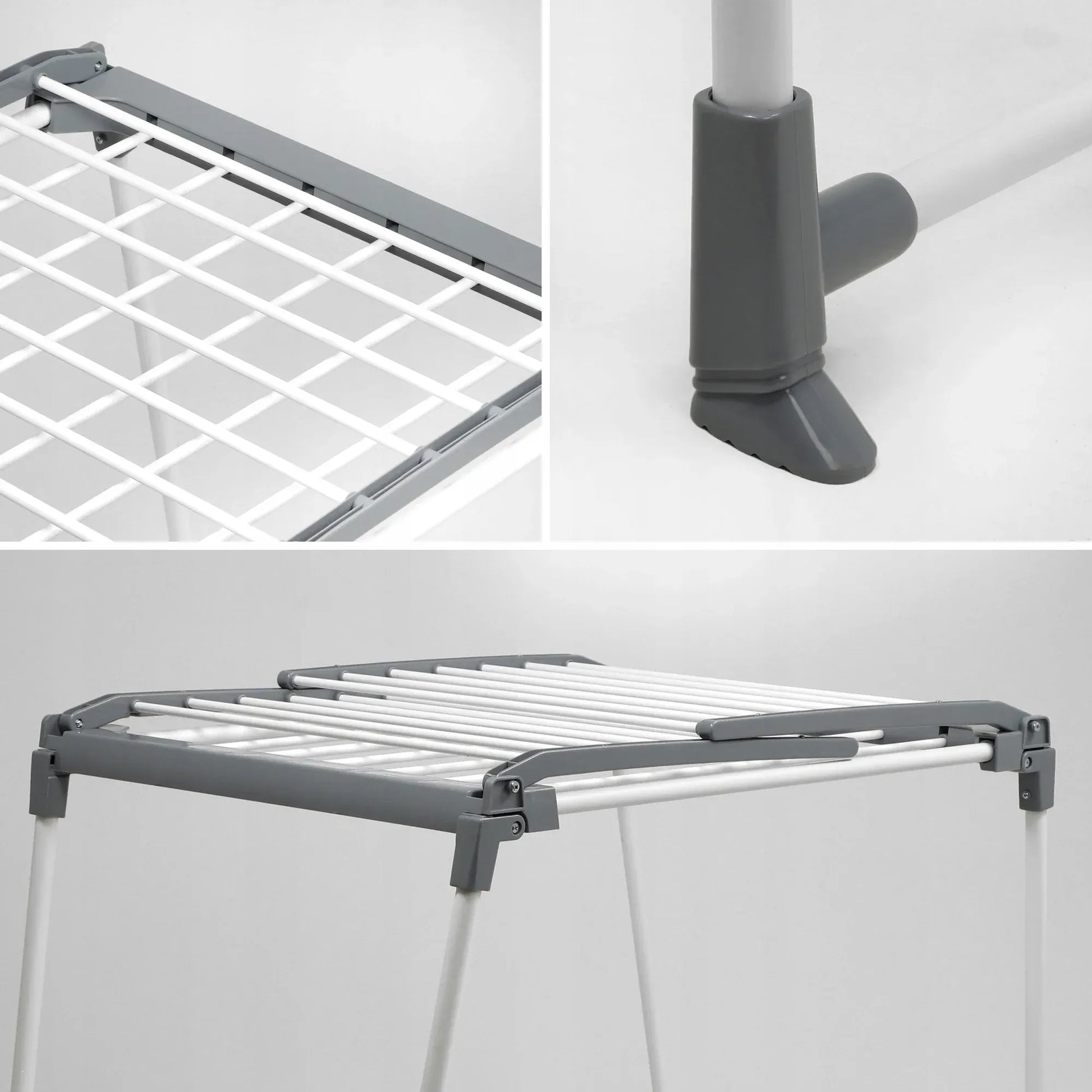 Séchoir balcon avec pied pour vêtements pliants - Séchoir pratique Blanc