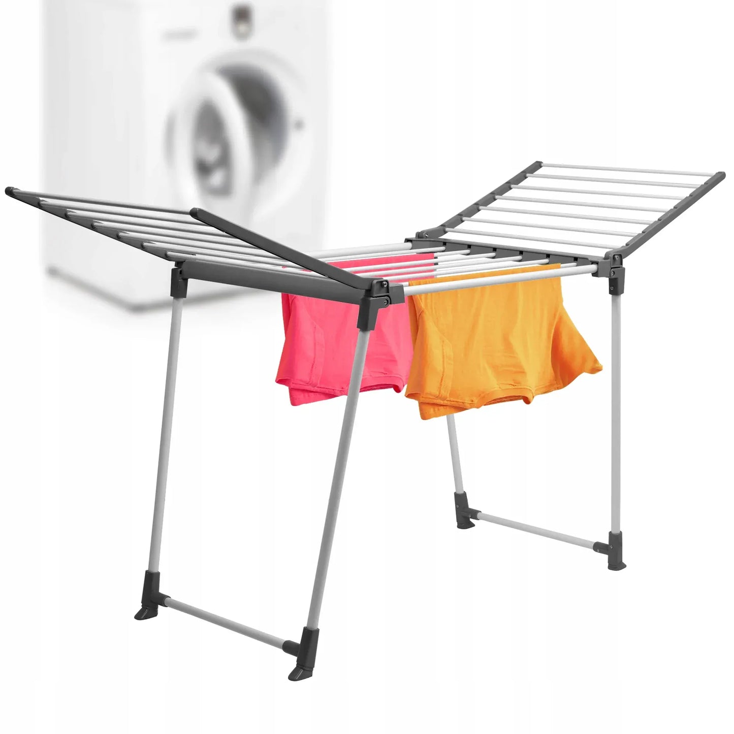 Séchoir balcon avec pied pour vêtements pliants - Séchoir pratique Blanc