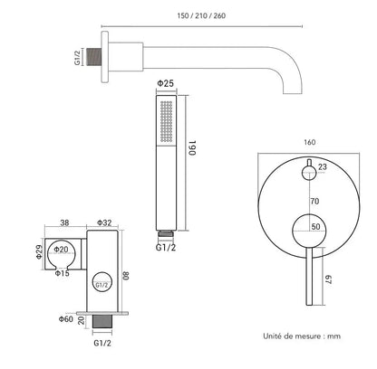 Mitigeur de bain thermostatique encastré or rose