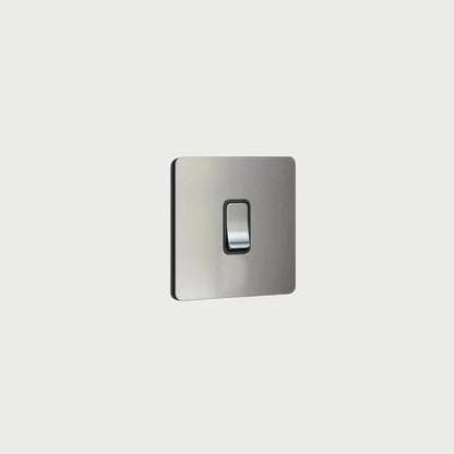 interrupteur bouton plat simple acier brossé