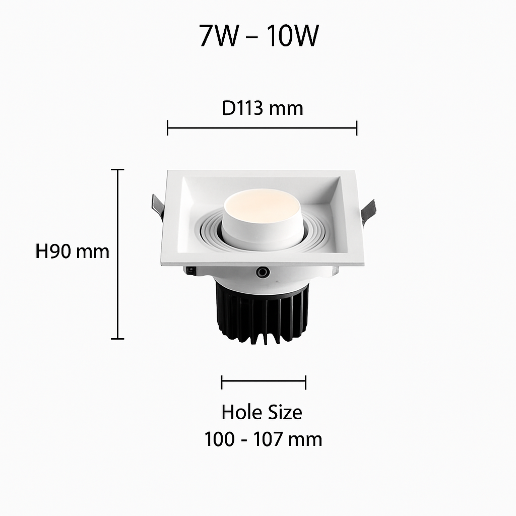 Spot moderne LED carré focus réglable QUADRA