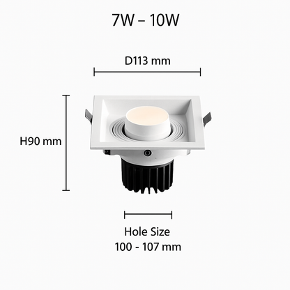 Spot moderne LED carré focus réglable QUADRA