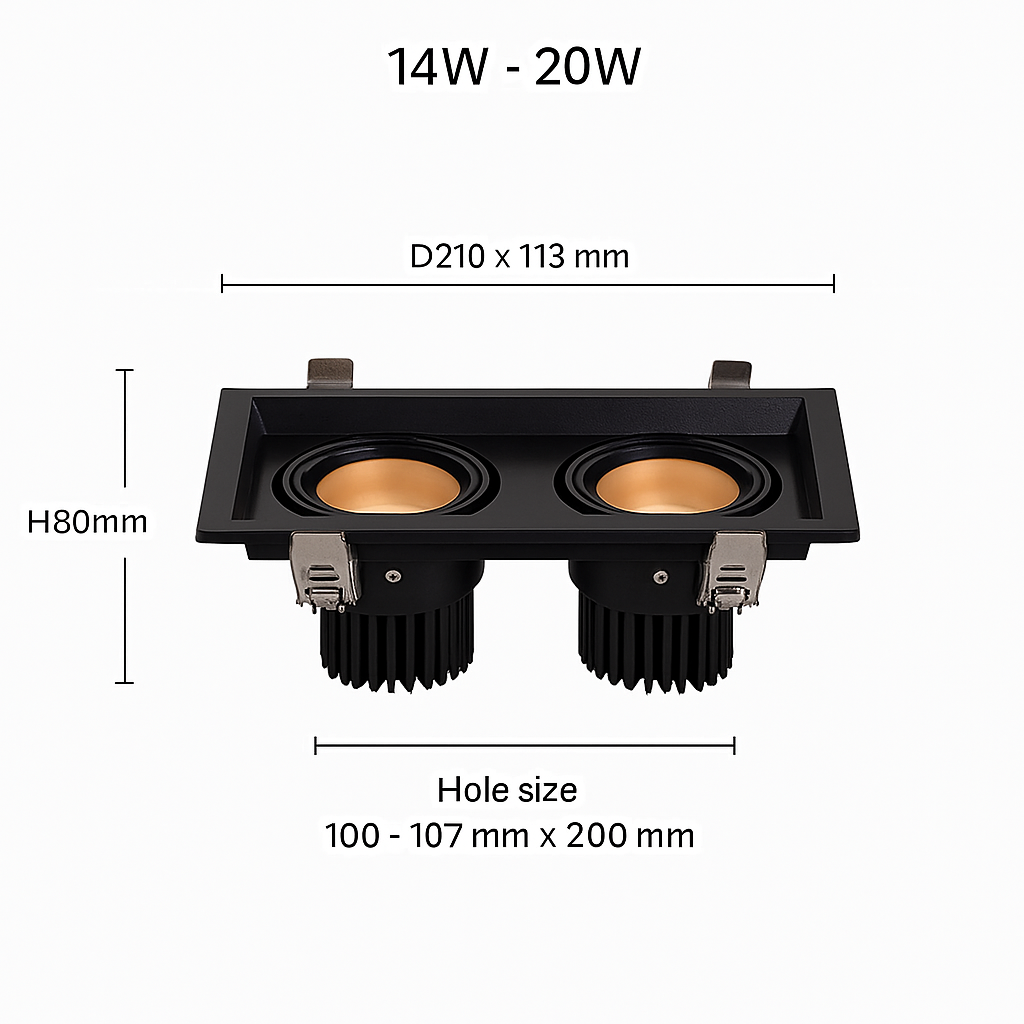 Spot moderne LED carré focus réglable QUADRA