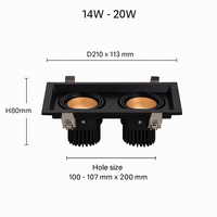 Spot moderne LED carré focus réglable QUADRA