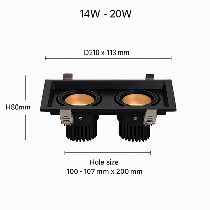 Spot moderne LED carré focus réglable QUADRA