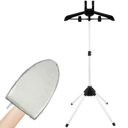 Steamer Stand with Hand-held Ironing Board 84-160cm Portable High Adjustable Handheld Garment Steamer Rack Foldable Home Hanger A2-black