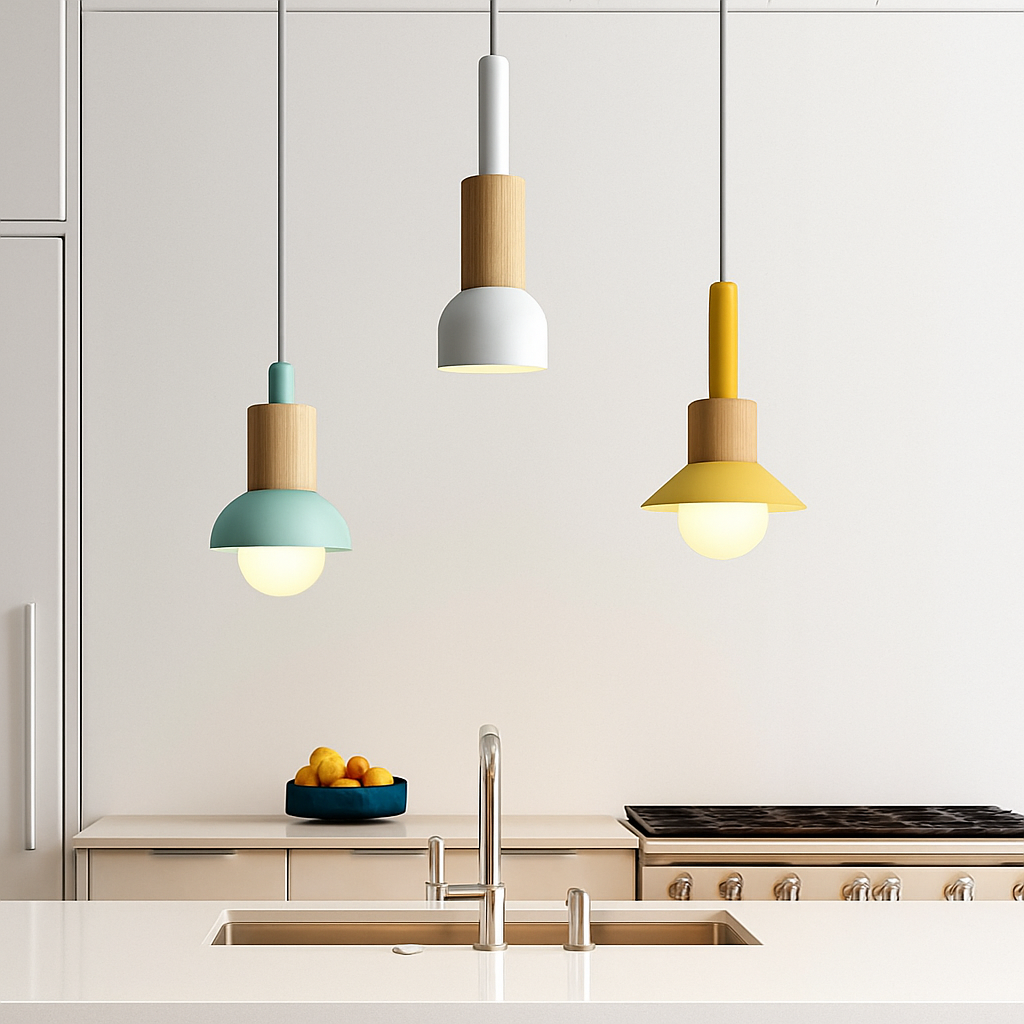 Suspension design bois et métal formes variées TELAIO
