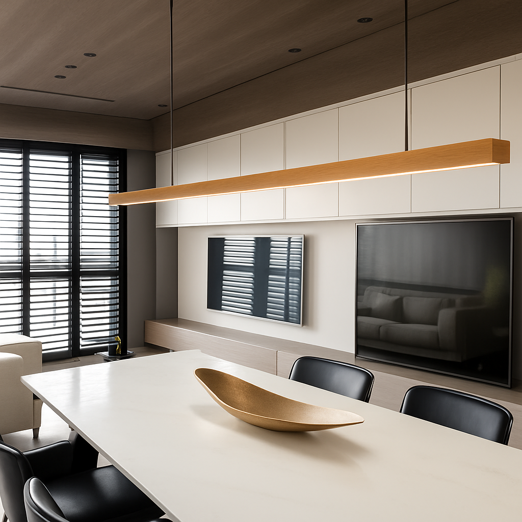 Suspension design moderne LED bois allongé TRONCO