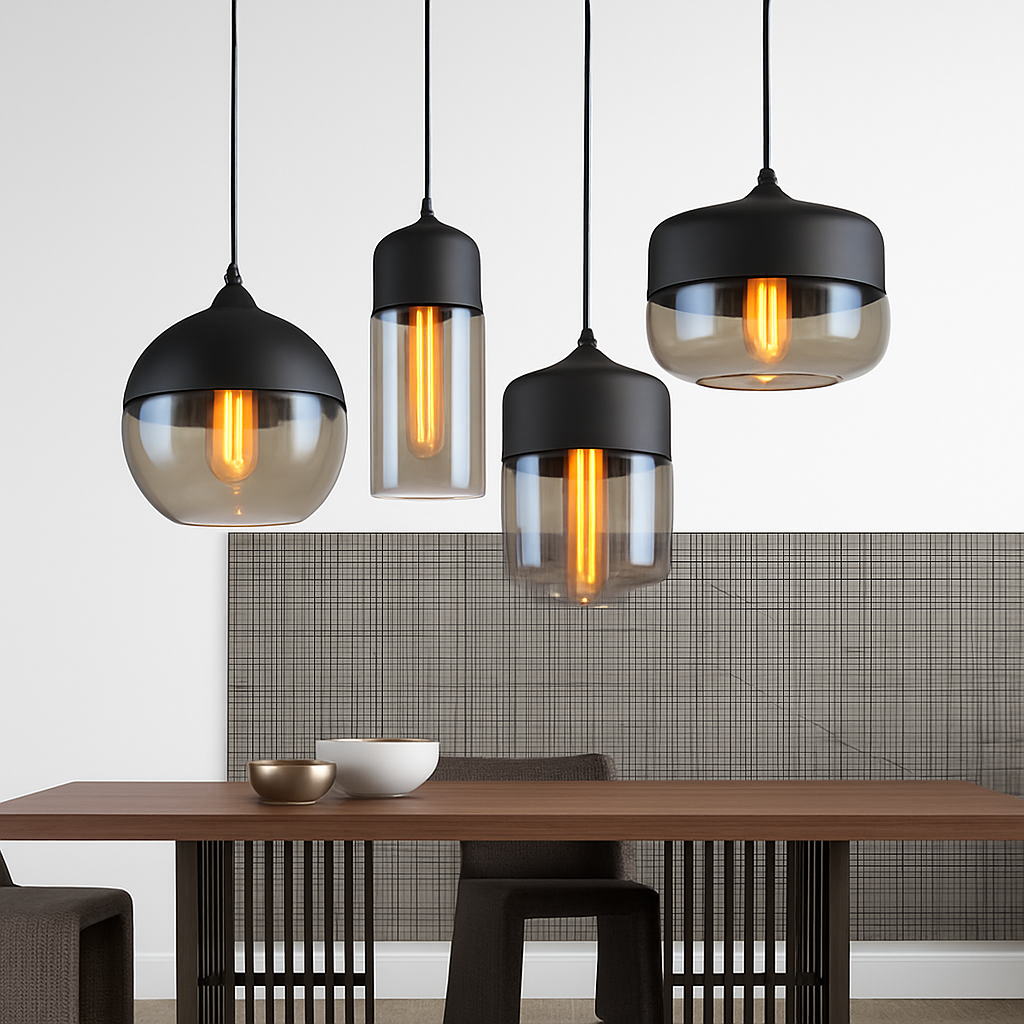 Suspension moderne design verre et métal loft FUMEA
