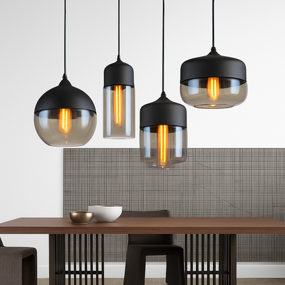 Suspension moderne design verre et métal loft FUMEA