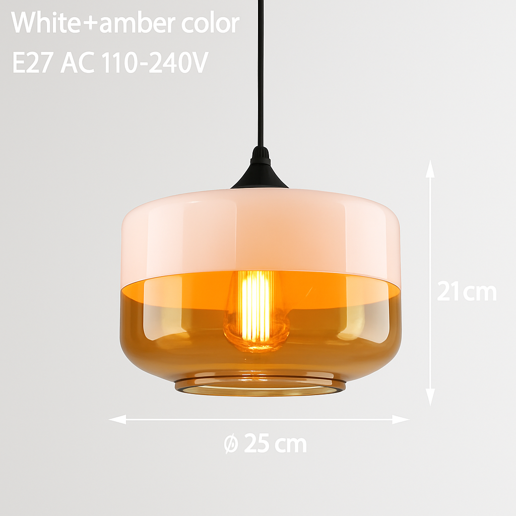 Suspension moderne design verre et métal loft FUMEA
