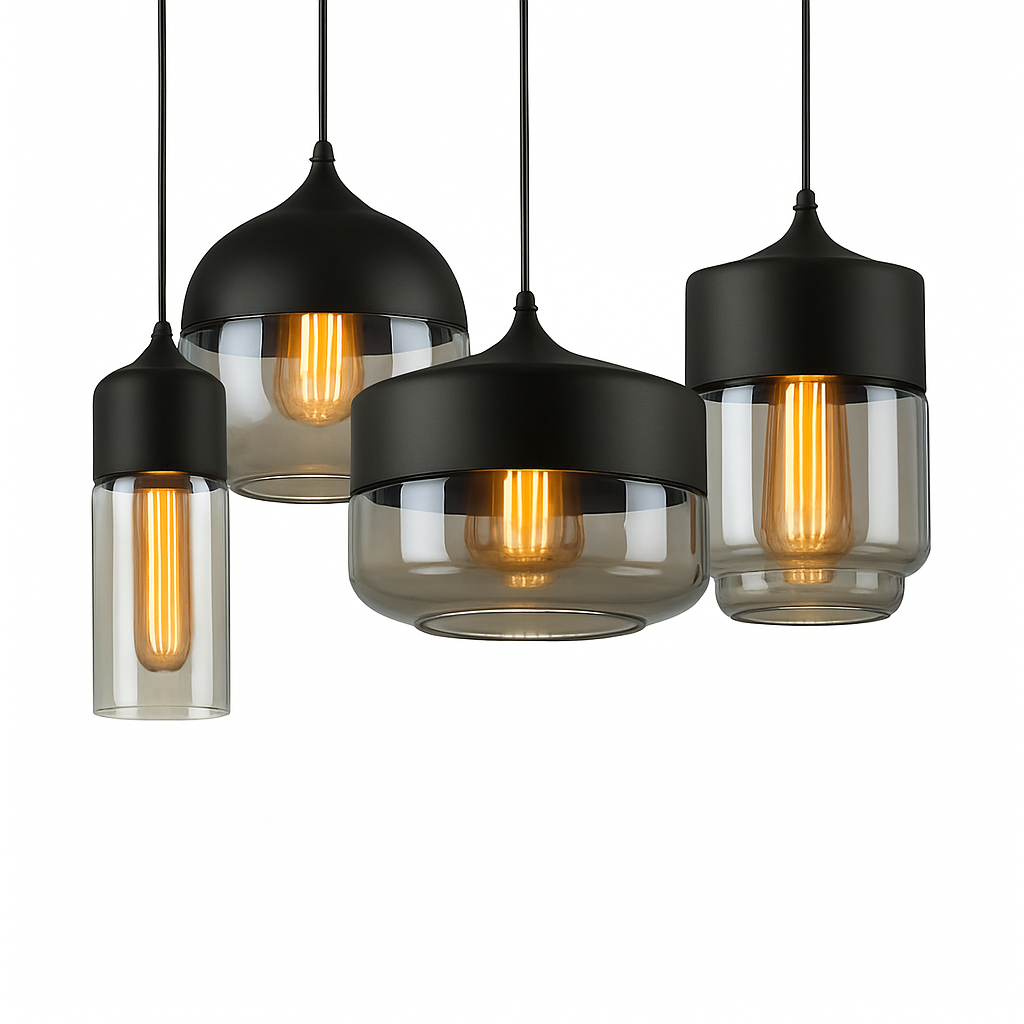 Suspension moderne design verre et métal loft FUMEA