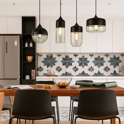 Suspension moderne design verre et métal loft FUMEA
