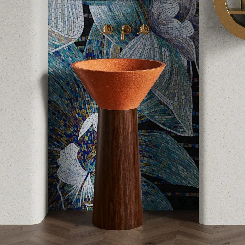 ONDA BOIS - Vasque totem sur pied sculptural
