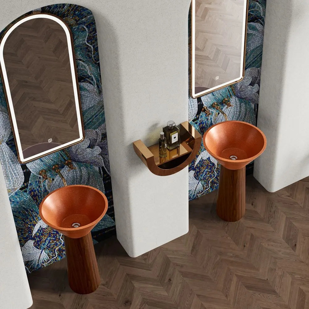 ONDA BOIS - Vasque totem sur pied sculptural