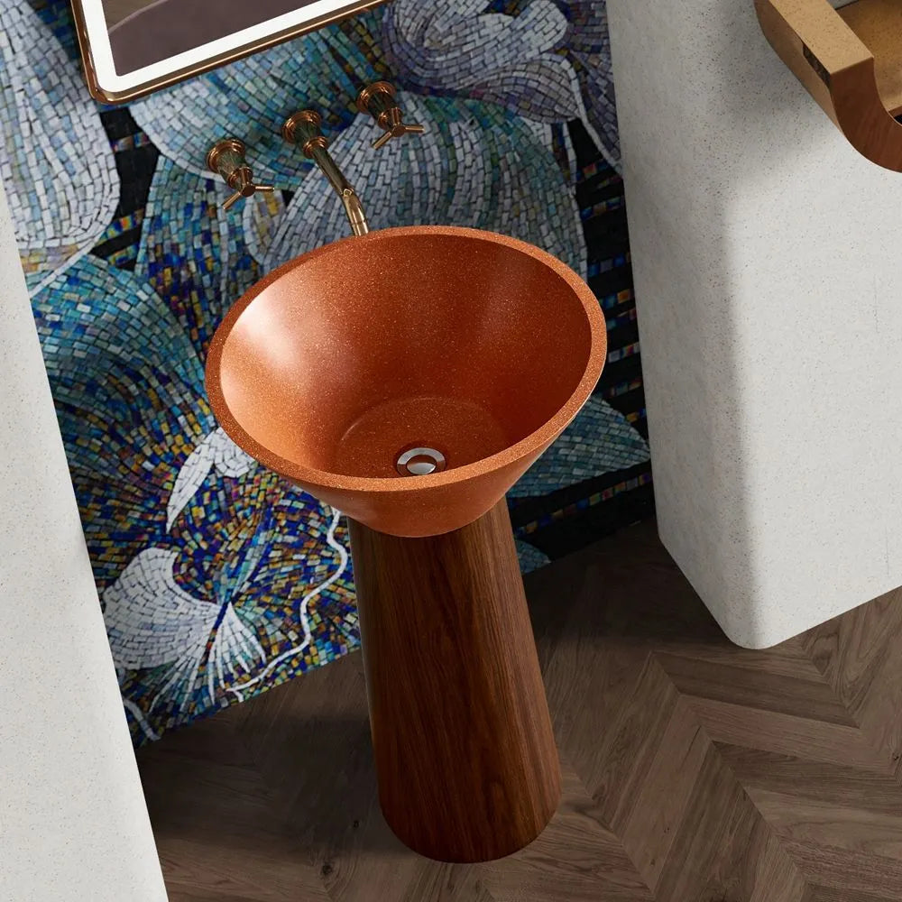 ONDA BOIS - Vasque totem sur pied sculptural