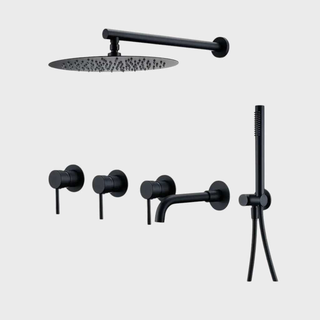 Kit de douche-bain encastré noir