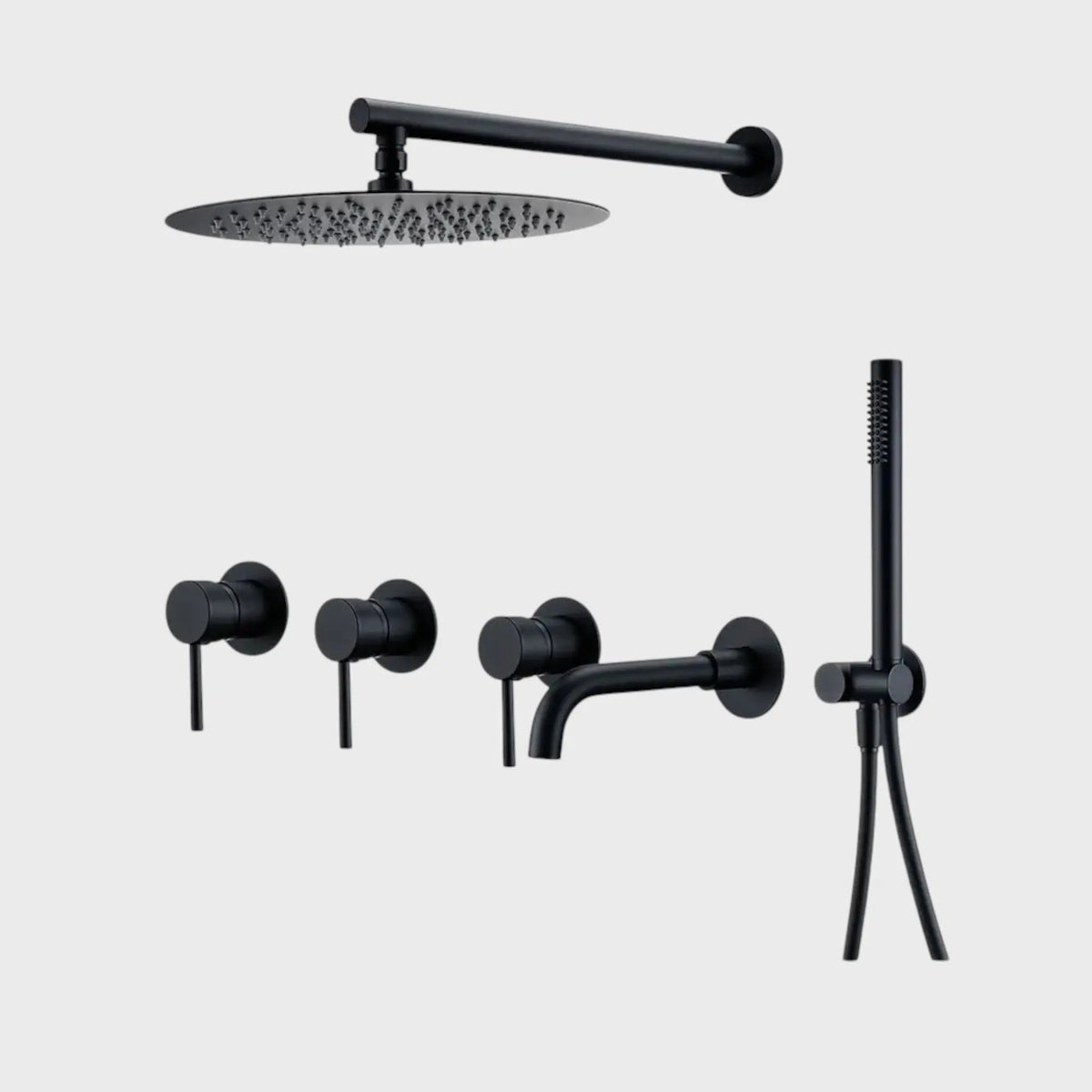 Kit de douche-bain encastré noir