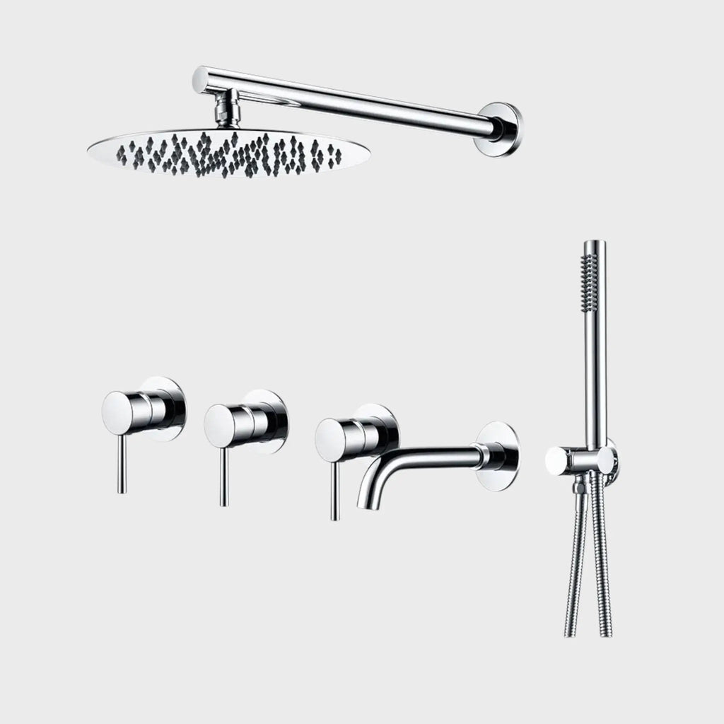 Kit de douche-bain encastré chrome