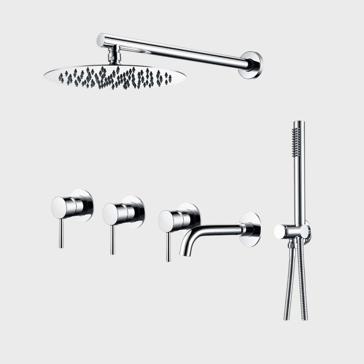 Kit de douche-bain encastré chrome