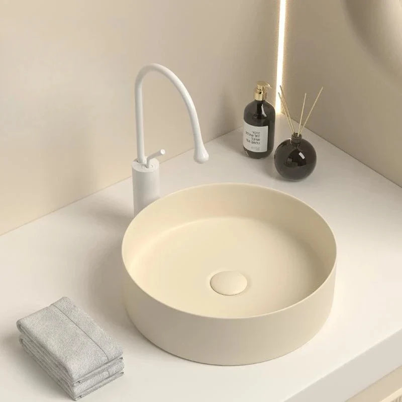 Cereo Vasque à Poser Ronde, Céramique Beige Crème