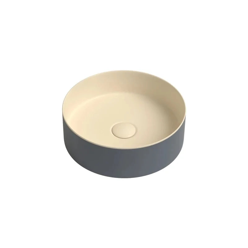 Opalino Vasque à Poser Ronde, Céramique Bi-Ton Gris Beige