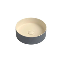 Opalino Vasque à Poser Ronde, Céramique Bi-Ton Gris Beige