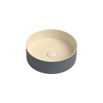 Opalino Vasque à Poser Ronde, Céramique Bi-Ton Gris Beige