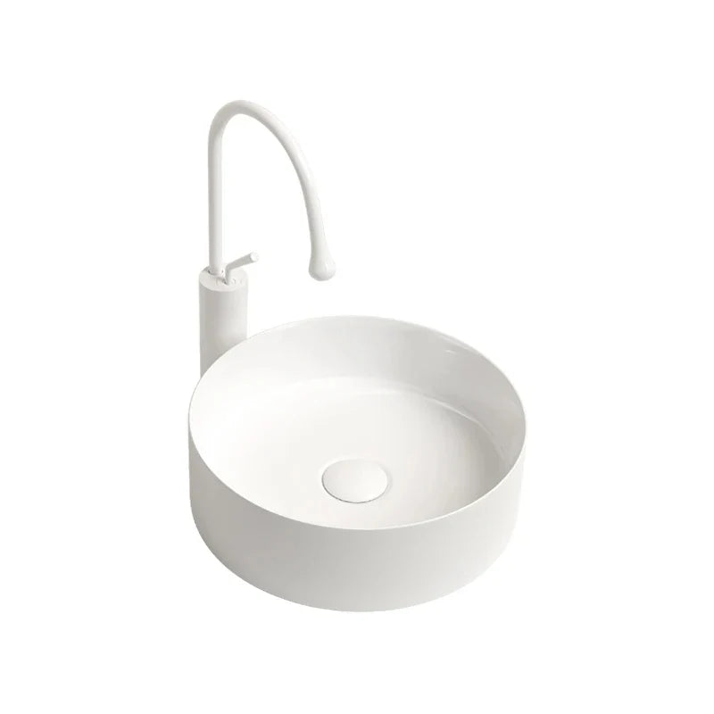 Avorio Vasque à Poser Ronde, Céramique Blanche