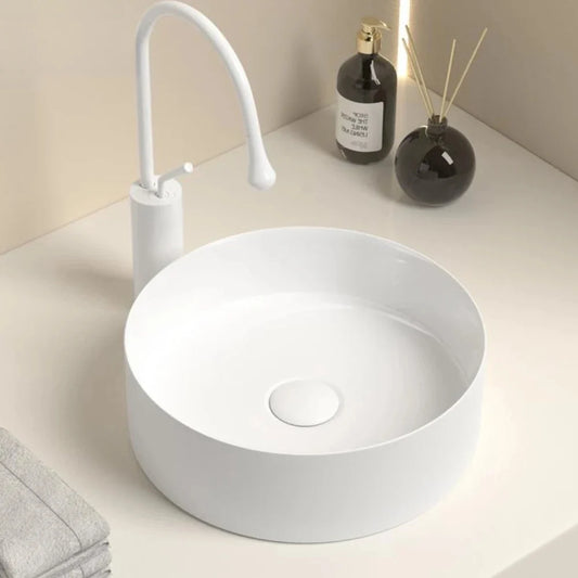 Avorio Vasque à Poser Ronde, Céramique Blanche