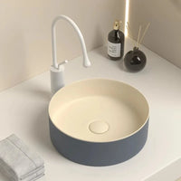 Opalino Vasque à Poser Ronde, Céramique Bi-Ton Gris Beige