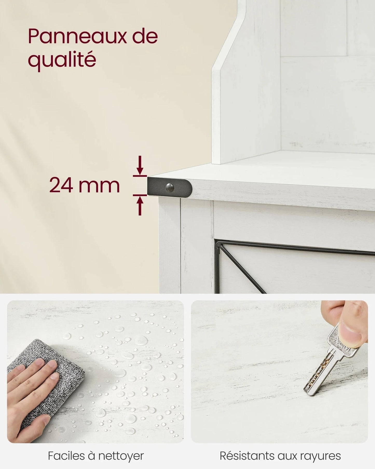 Vestiaire porte manteau avec banc et armoire à chaussures blanc rustique Blanc