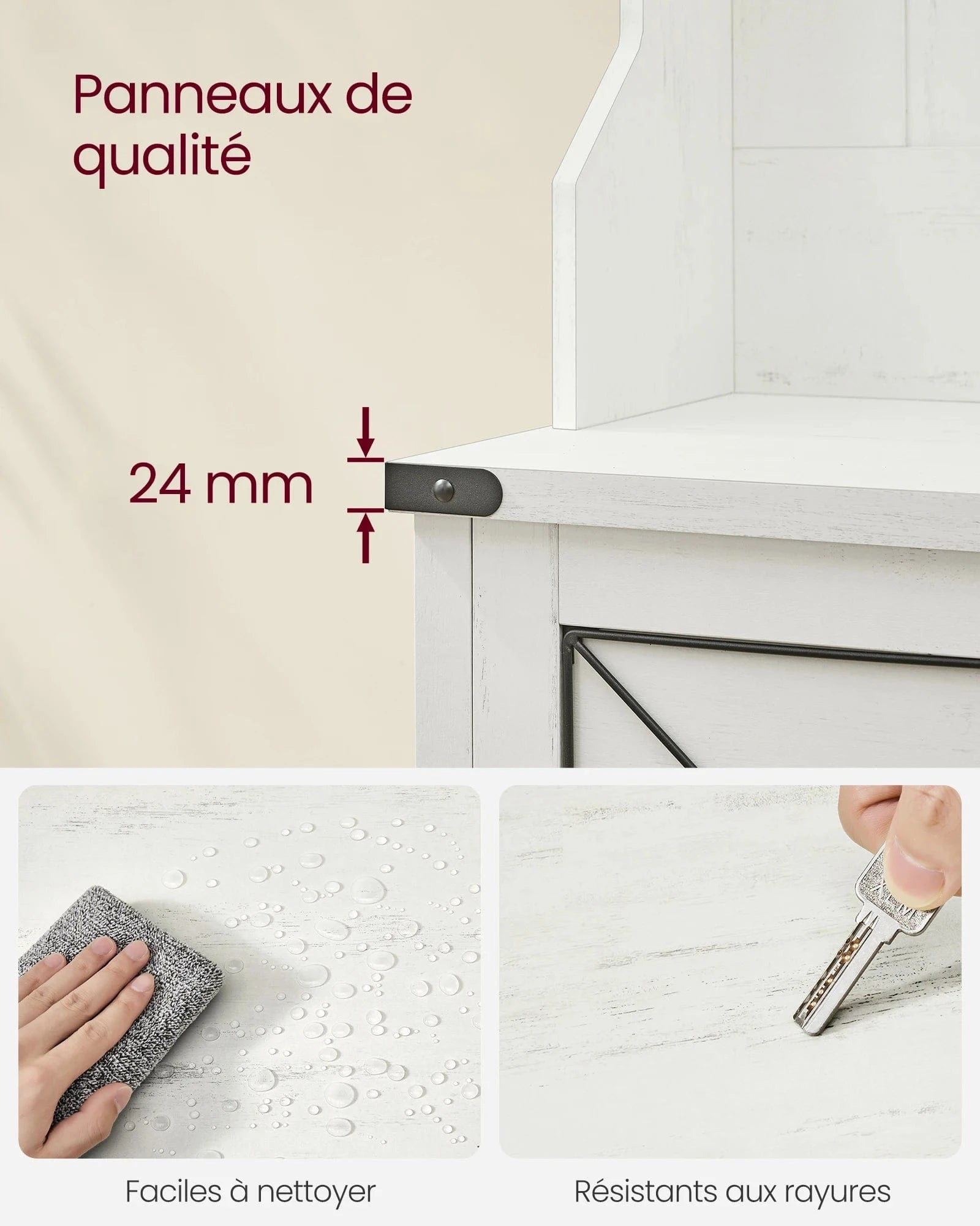 Vestiaire porte manteau avec banc et armoire à chaussures blanc rustique Blanc