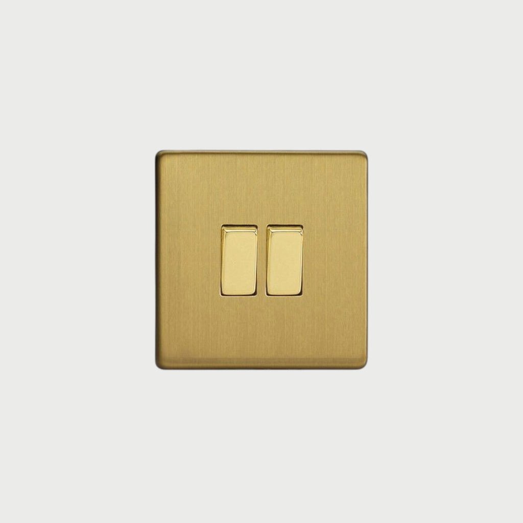 interrupteur bouton plat double laiton brossé