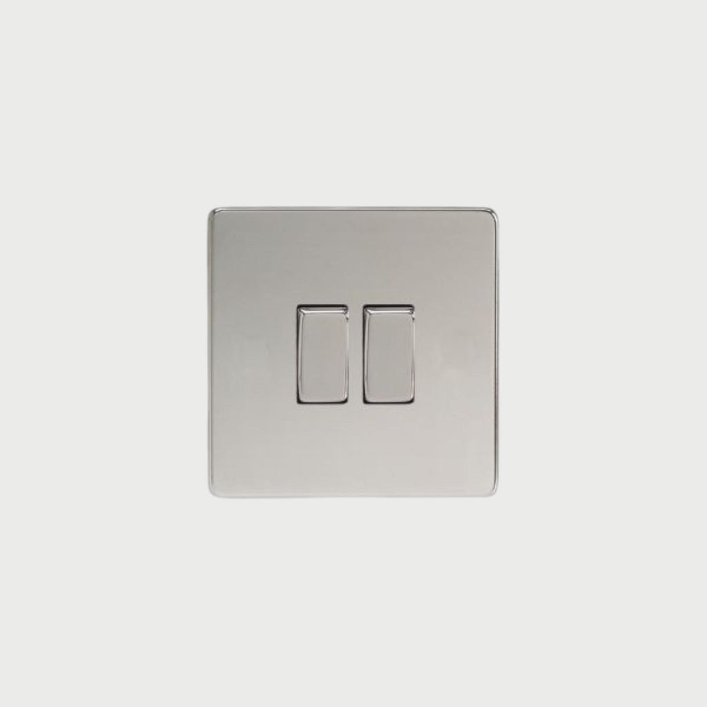 interrupteur bouton plat double chrome miroir