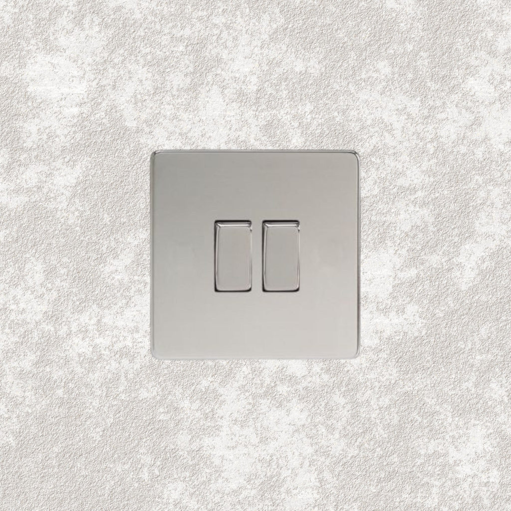 interrupteur bouton plat double chrome miroir