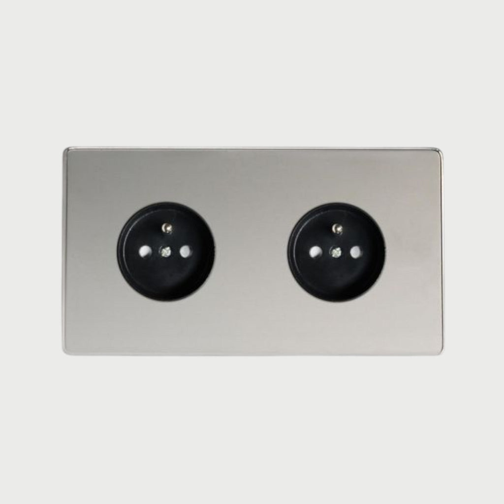 prise de courant double chrome miroir