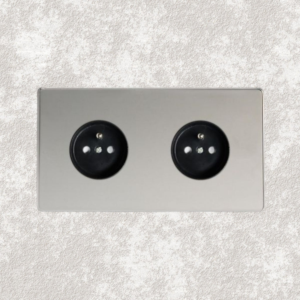prise de courant double chrome miroir