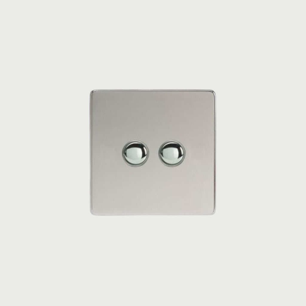 bouton poussoir double chrome miroir