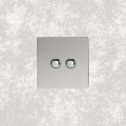 bouton poussoir double chrome miroir