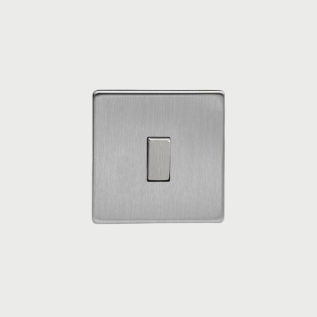 interrupteur bouton plat simple acier brossé